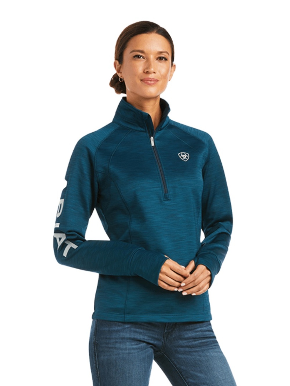 Ariat Women's Tek Team Half Zip Eurasian Teal Sweatshirt Size M Western